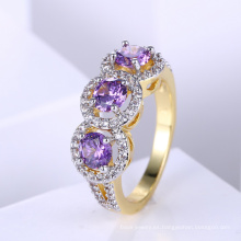 Popular twp tone plateó el diseño del anillo de oro de la joyería para las mujeres